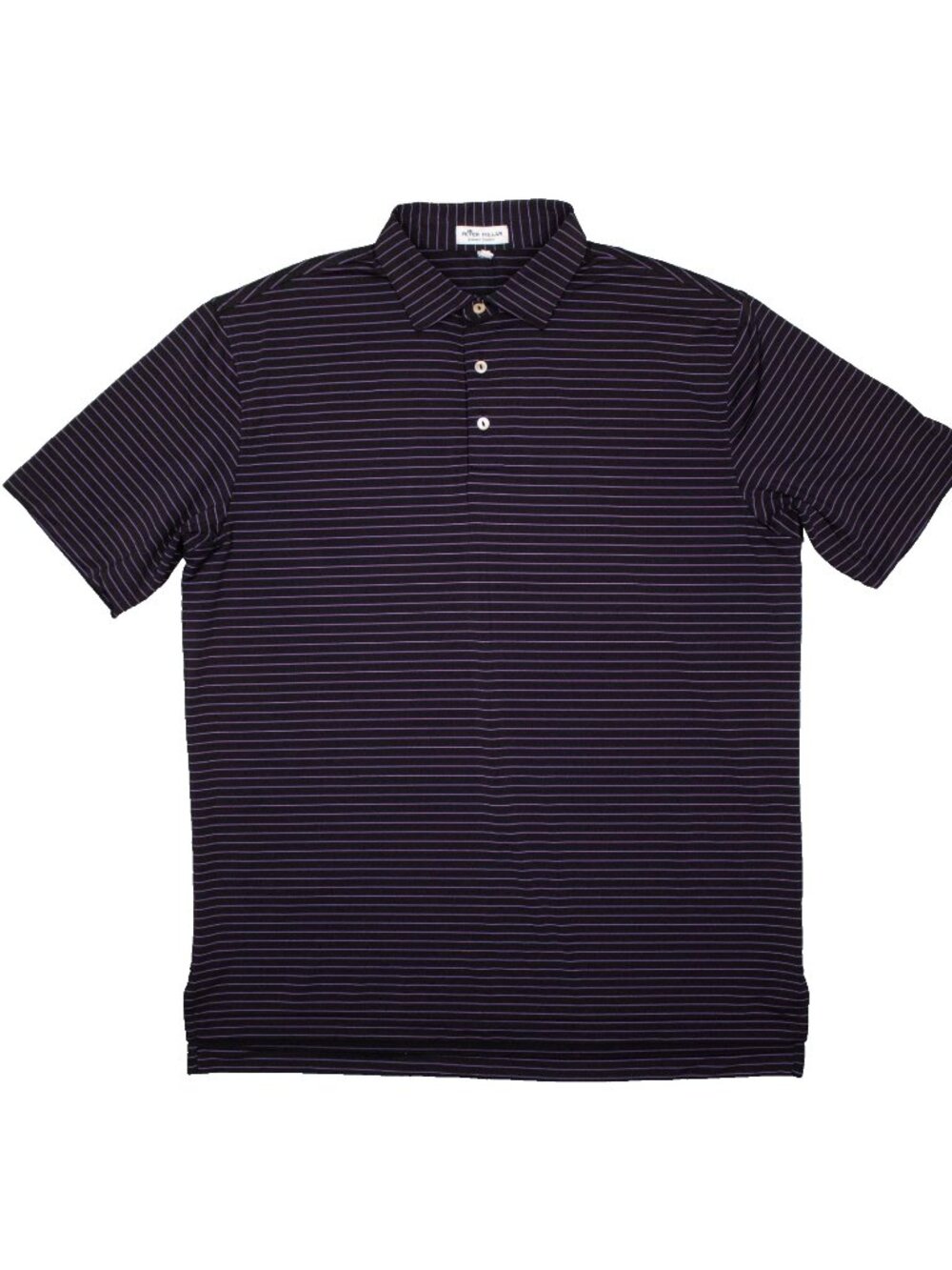 Peter Millar Summer Comfort Shirt Golf Polo Stretch Black Purple Striped Large